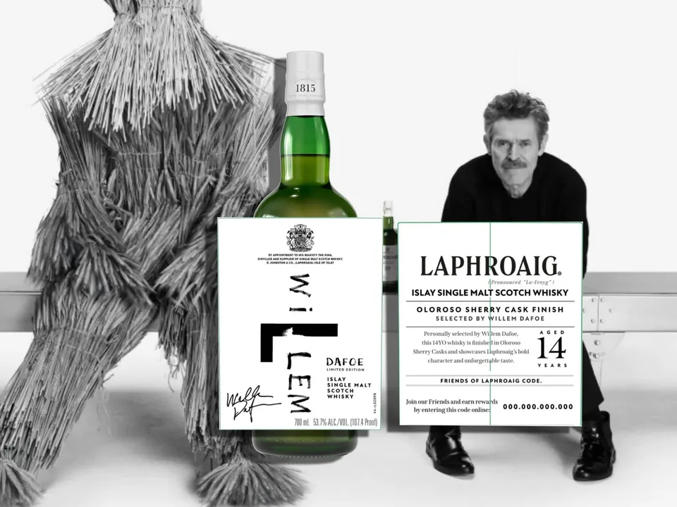 Laphroaig’s limited-edition single malt with Willem Dafoe, launched at London Heathrow Terminal 5 in August