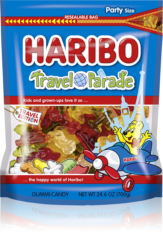 A Haribo Travel Parade party-size bag